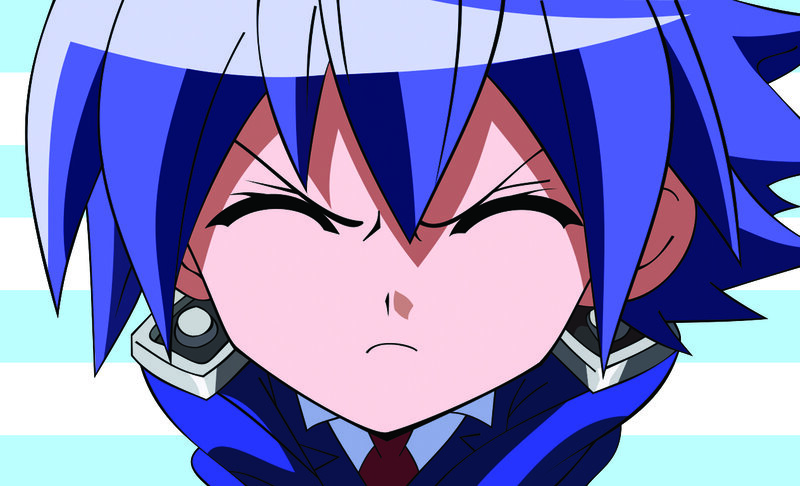 anime character with blue hair