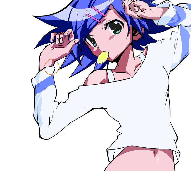 anime character with blue hair