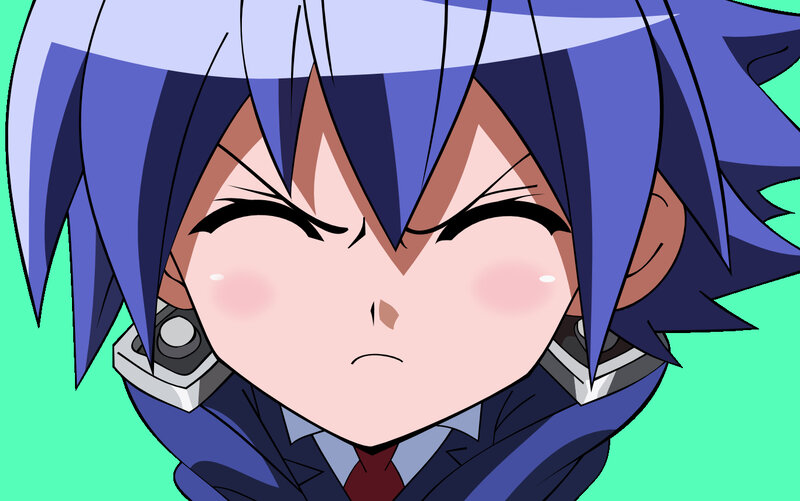 anime character with blue hair