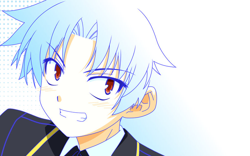 anime character with blue hair