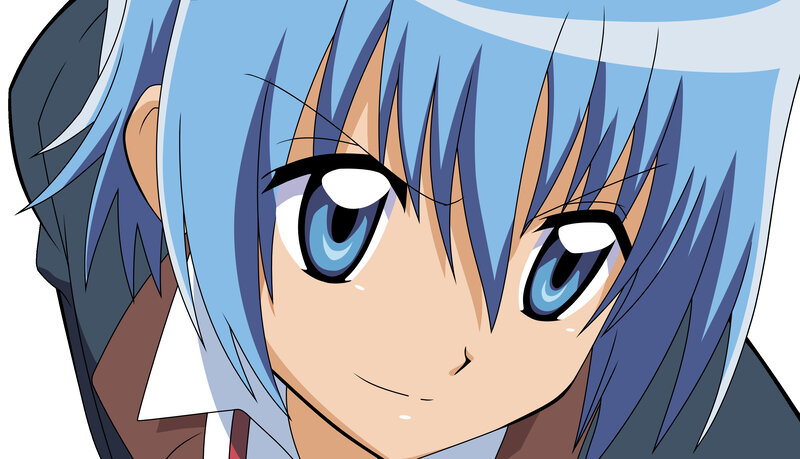 anime character with blue hair