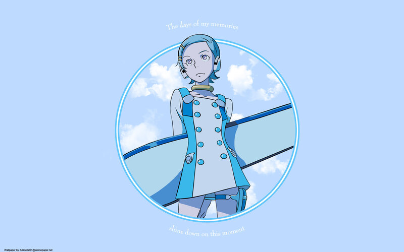 anime character with blue hair
