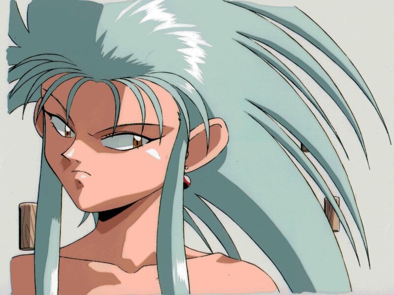 anime character with blue hair