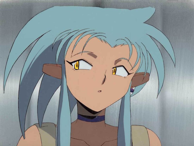 anime character with blue hair