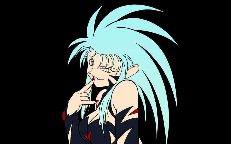 anime character with blue hair
