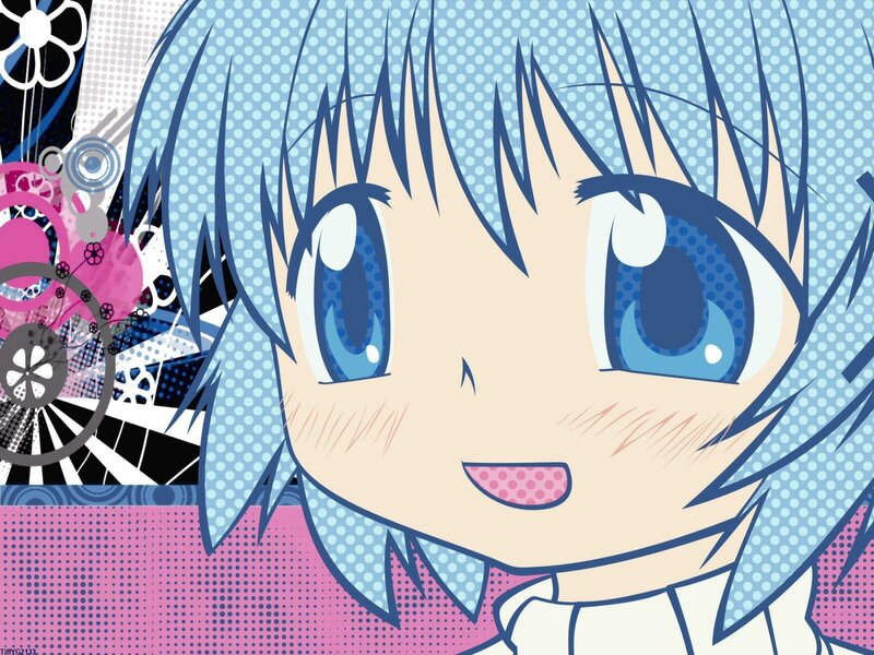 anime character with blue hair