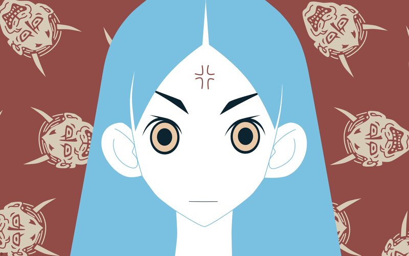 anime character with blue hair