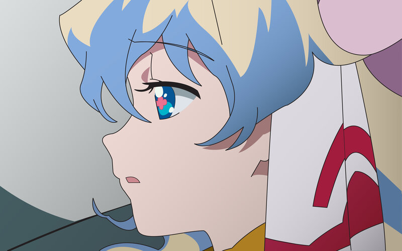 anime character with blue hair
