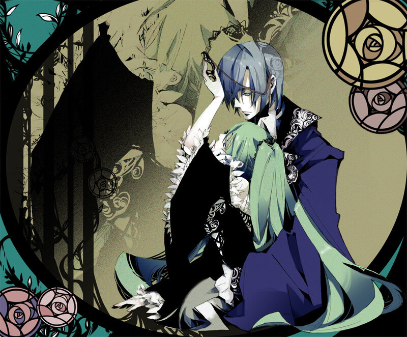 anime character with blue hair