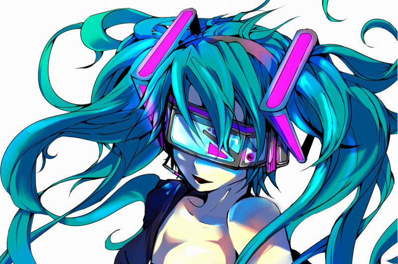 anime character with blue hair