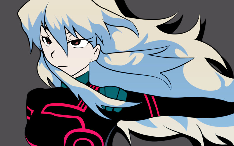 anime character with blue hair