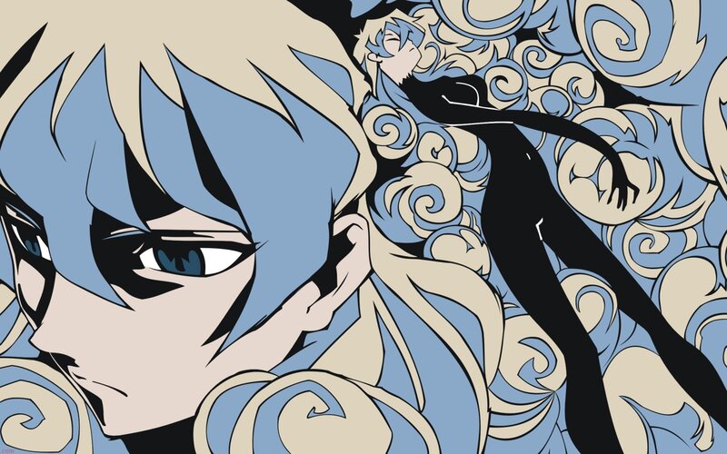 anime character with blue hair