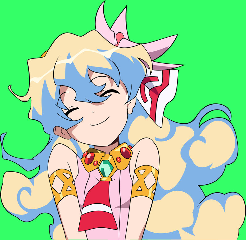 anime character with blue hair