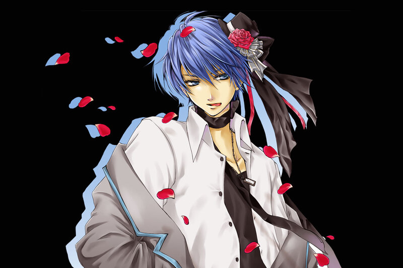 anime character with blue hair