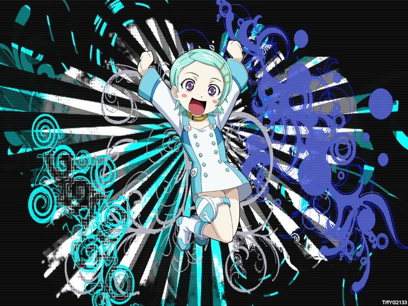 anime character with blue hair