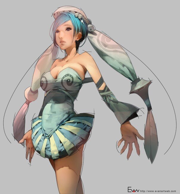 anime character with blue hair