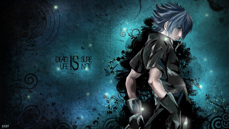 anime character with blue hair