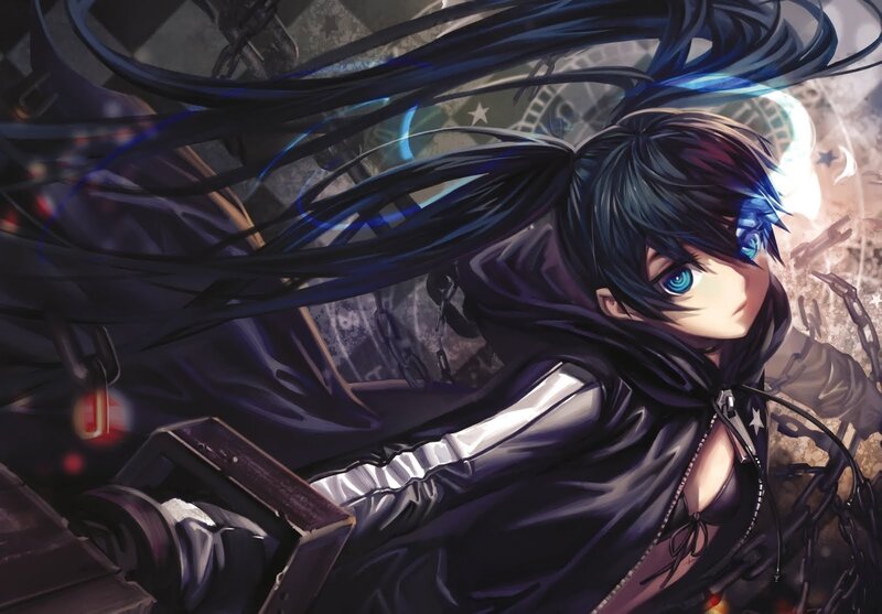 anime character with blue hair