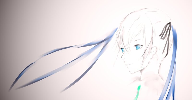 anime character with blue hair