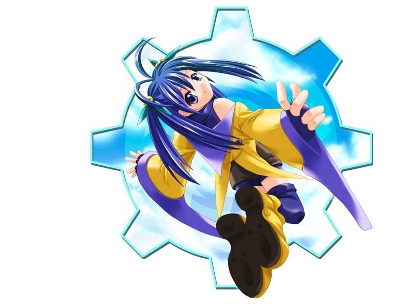 anime character with blue hair