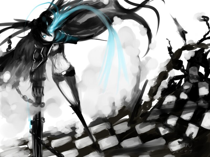 anime character with blue hair