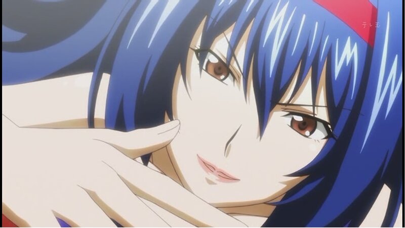 anime character with blue hair