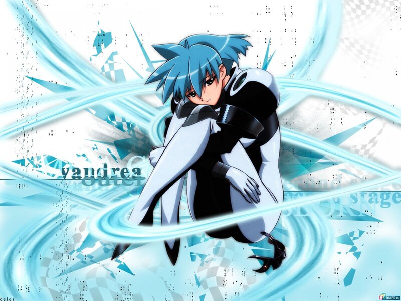 anime character with blue hair