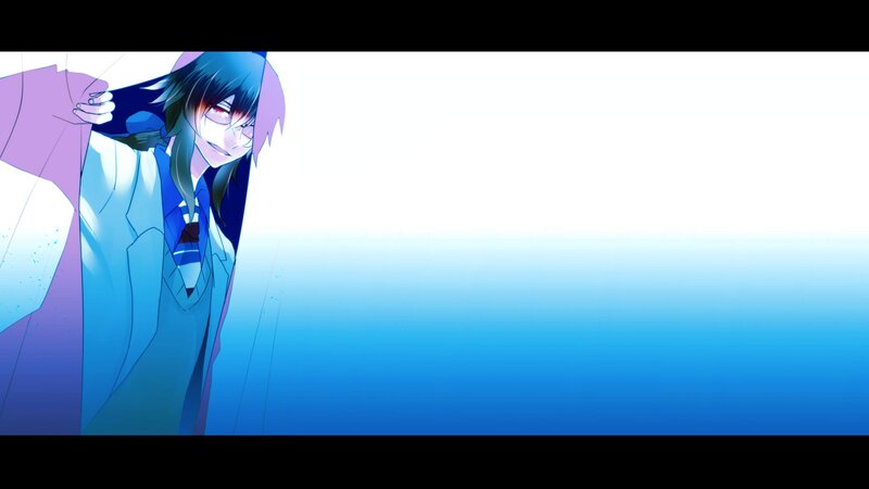 anime character with blue hair