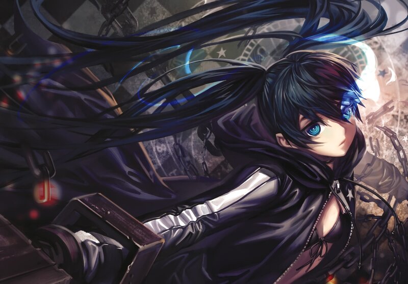 anime character with blue hair