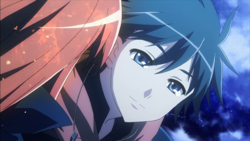 anime character with blue hair