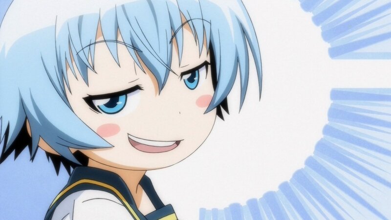 anime character with blue hair