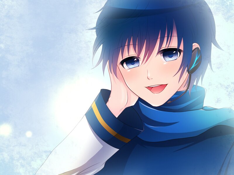 anime character with blue hair