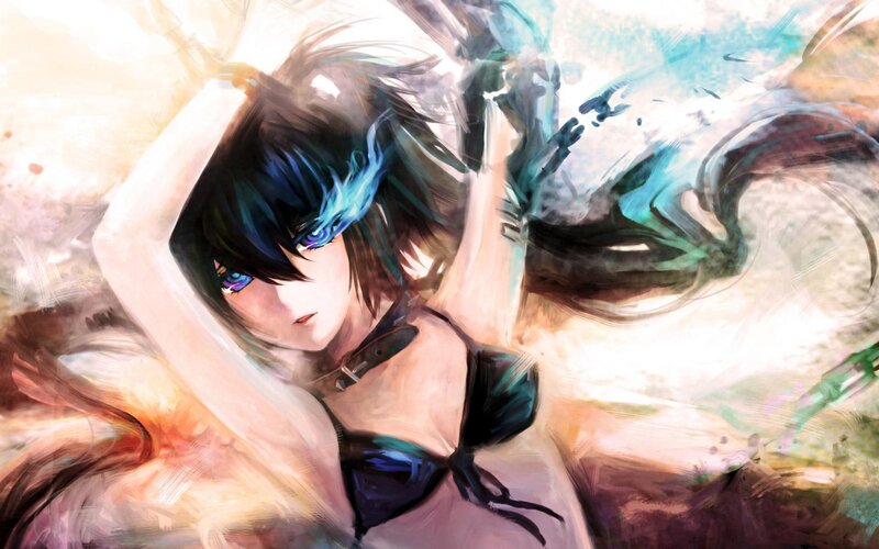anime character with blue hair