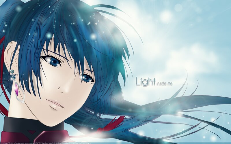 anime character with blue hair