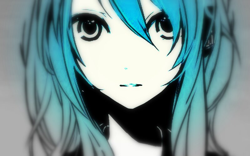anime character with blue hair