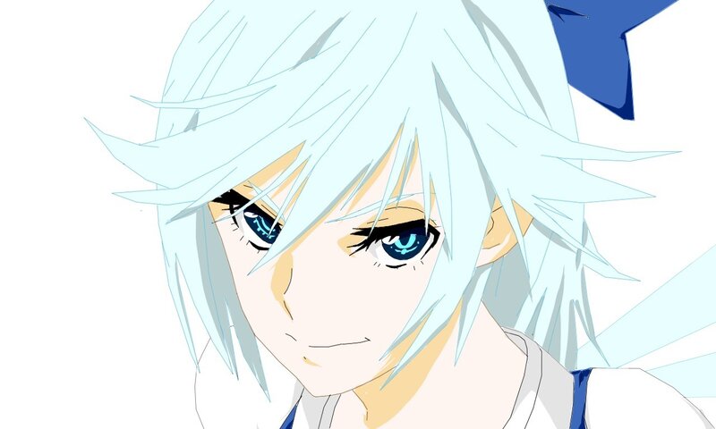 anime character with blue hair