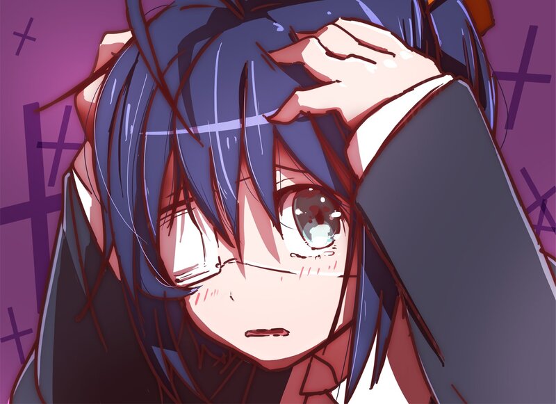 anime character with blue hair