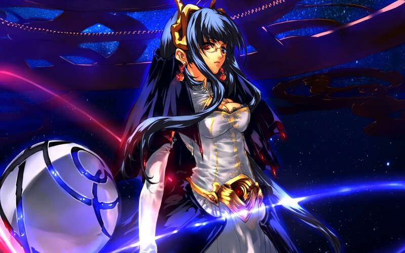 anime character with blue hair