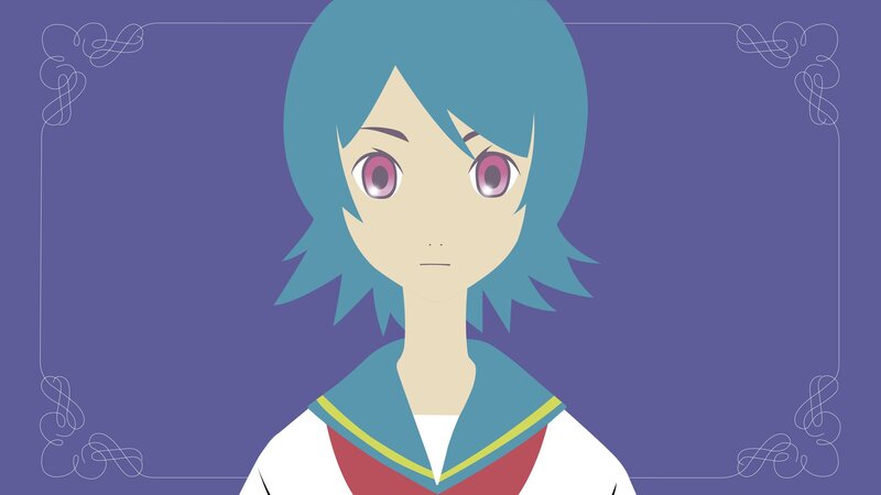 anime character with blue hair