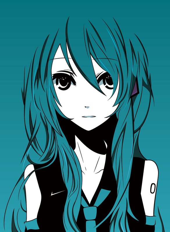 anime character with blue hair