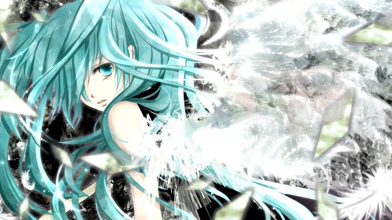 anime character with blue hair
