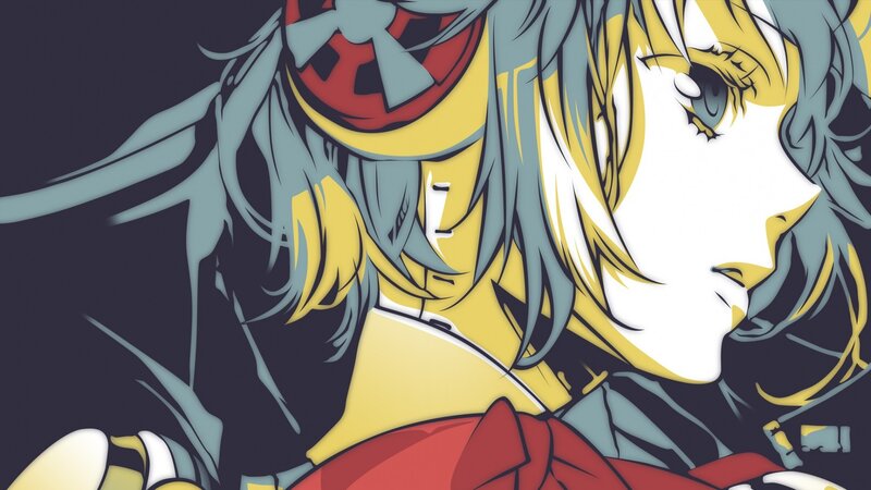 anime character with blue hair