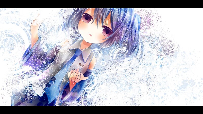 anime character with blue hair
