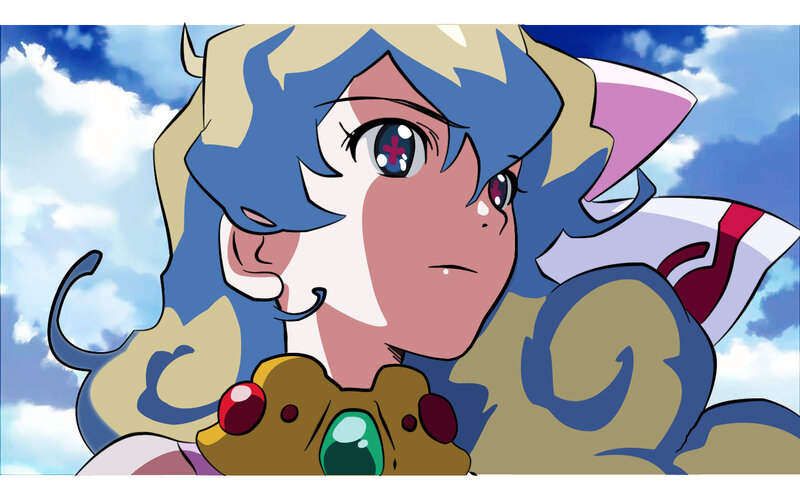 anime character with blue hair