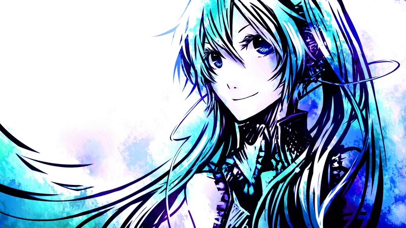 anime character with blue hair