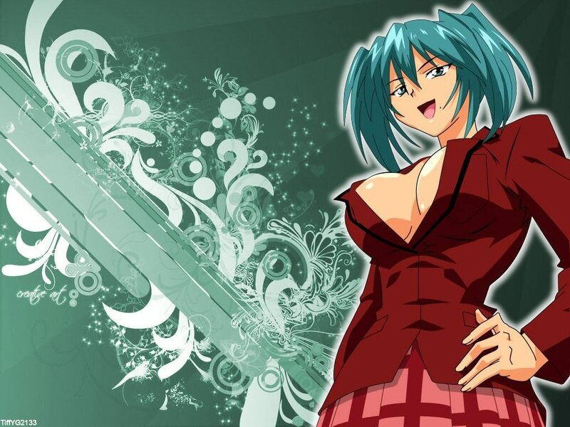 anime character with blue hair