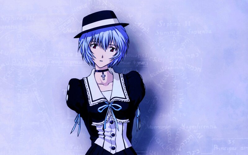anime character with blue hair