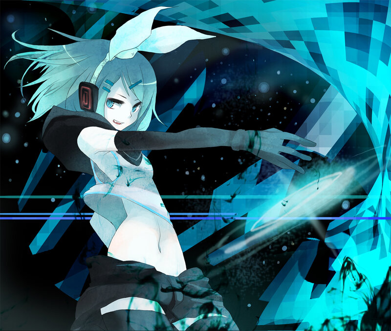 anime character with blue hair