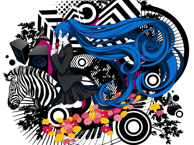 anime character with blue hair