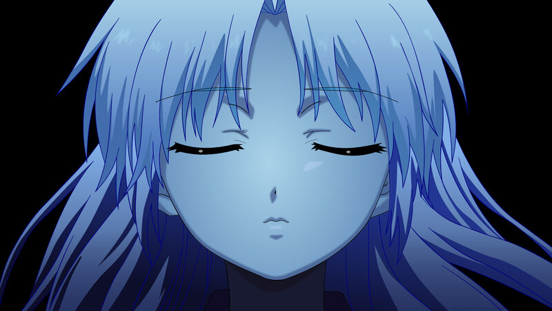 anime character with blue hair